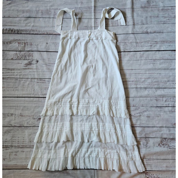 Cleobella Dresses & Skirts - Cleobella Zane White Tiered Swiss Dot Tie Sleeve Midi Dress Womens Medium